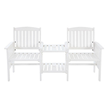 Gardeon Garden Bench Chair Table Loveseat Wooden Outdoor Furniture Patio Park White Kings Warehouse