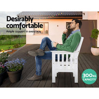 Gardeon Garden Bench Chair Table Loveseat Wooden Outdoor Furniture Patio Park White Kings Warehouse