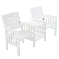 Gardeon Garden Bench Chair Table Loveseat Wooden Outdoor Furniture Patio Park White Kings Warehouse