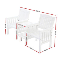 Gardeon Garden Bench Chair Table Loveseat Wooden Outdoor Furniture Patio Park White Kings Warehouse