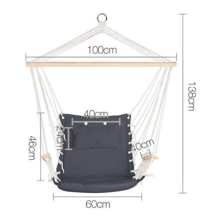 Gardeon Hammock Hanging Swing Chair - Grey Kings Warehouse