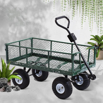 Gardeon Mesh Garden Steel Cart - Green Kings Warehouse