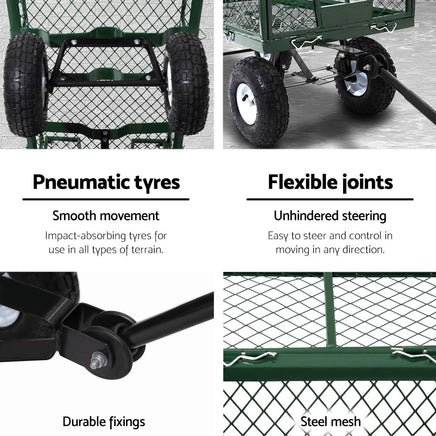 Gardeon Mesh Garden Steel Cart - Green Kings Warehouse