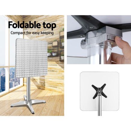 Gardeon Outdoor Bistro Set Bar Table Stools Adjustable Aluminium Cafe 3PC Square Furniture > Bar Stools & Chairs Kings Warehouse