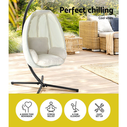 Gardeon Outdoor Furniture Egg Hammock Porch Hanging Pod Swing Chair with Stand Outdoor Kings Warehouse
