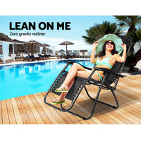 Gardeon Outdoor Portable Recliner - Black Camping Kings Warehouse