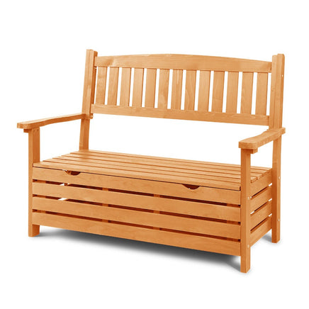Gardeon Outdoor Storage Bench Box Wooden Garden Chair 2 Seat Timber Furniture Garden Furniture Kings Warehouse