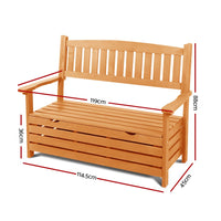 Gardeon Outdoor Storage Bench Box Wooden Garden Chair 2 Seat Timber Furniture Garden Furniture Kings Warehouse