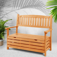 Gardeon Outdoor Storage Bench Box Wooden Garden Chair 2 Seat Timber Furniture Garden Furniture Kings Warehouse