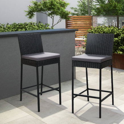 Gardeon Set of 2 Outdoor Bar Stools Dining Chairs Wicker Furniture Outdoor Furniture Kings Warehouse