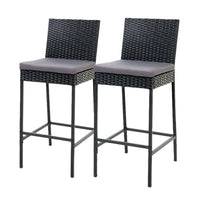 Gardeon Set of 2 Outdoor Bar Stools Dining Chairs Wicker Furniture Outdoor Furniture Kings Warehouse
