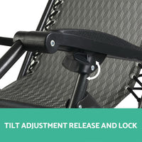 Gardeon Set of 2 Zero Gravity Chairs Reclining Outdoor Furniture Sun Lounge Folding Camping Lounger Grey Camping Kings Warehouse