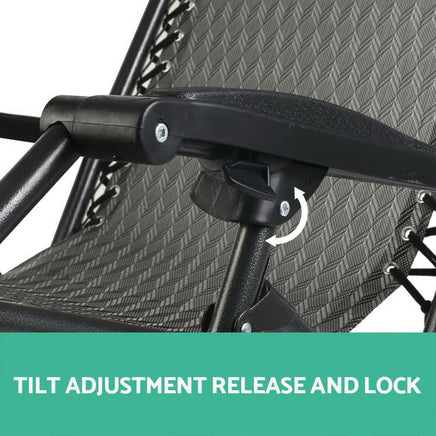 Gardeon Set of 2 Zero Gravity Chairs Reclining Outdoor Furniture Sun Lounge Folding Camping Lounger Grey Camping Kings Warehouse