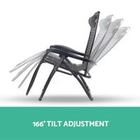 Gardeon Set of 2 Zero Gravity Chairs Reclining Outdoor Furniture Sun Lounge Folding Camping Lounger Grey Camping Kings Warehouse