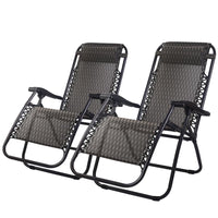 Gardeon Set of 2 Zero Gravity Chairs Reclining Outdoor Furniture Sun Lounge Folding Camping Lounger Grey Camping Kings Warehouse