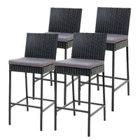 Gardeon Set of 4 Outdoor Bar Stools Dining Chairs Wicker Furniture Outdoor Furniture Kings Warehouse