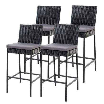 Gardeon Set of 4 Outdoor Bar Stools Dining Chairs Wicker Furniture Outdoor Furniture Kings Warehouse