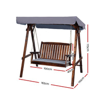 Gardeon Swing Chair Wooden Garden Bench Canopy 2 Seater Outdoor Furniture Kings Warehouse 