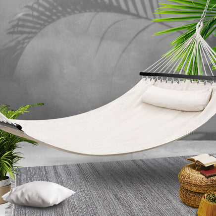 Gardeon Swing Double Hammock Bed Cream Summer Sale Kings Warehouse
