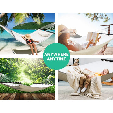 Gardeon Swing Double Hammock Bed Cream Summer Sale Kings Warehouse