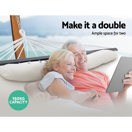 Gardeon Swing Double Hammock Bed Cream Summer Sale Kings Warehouse