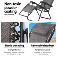 Gardeon Zero Gravity Chair 2PC Reclining Outdoor Sun Lounge Folding Camping Camping Supplies Kings Warehouse