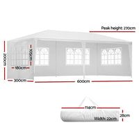 Gazebo 3x6 Outdoor Marquee Side Wall Party Wedding Tent Camping White Kings Warehouse