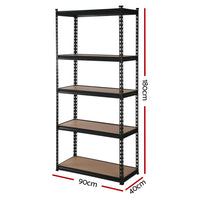 Giantz 4X1.8M Garage Shelving Warehouse Rack Storage Shelves Pallet Racking Black Storage Supplies Kings Warehouse