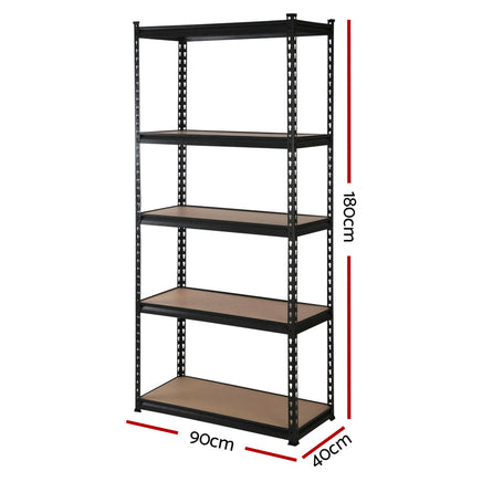 Giantz 4X1.8M Garage Shelving Warehouse Rack Storage Shelves Pallet Racking Black Storage Supplies Kings Warehouse