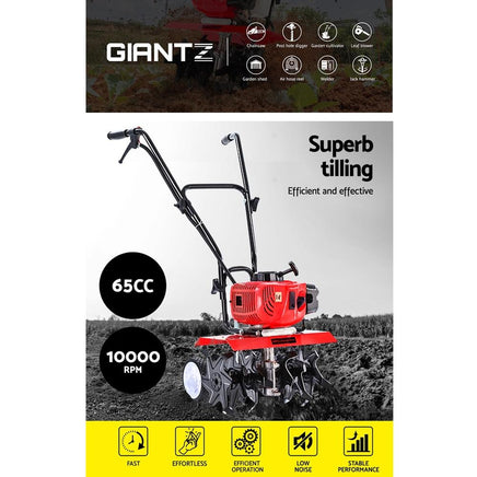 Giantz 72CC Garden Cultivator Tiller Petrol Rotary Hoe 36 Tines Rototiller Kings Warehouse