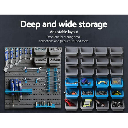 Giantz 88 Parts Wall-Mounted Storage Bin Rack Tool Garage Shelving Organiser Box Kings Warehouse