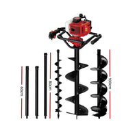 Giantz 92CC Petrol Post Hole Digger Drill Borer Fence Extension Auger Bits Industrial Tools Kings Warehouse 