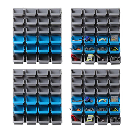 Giantz 96 Storage Bin Rack Wall-Mounted Tool Parts Garage Shelving Organiser Kings Warehouse