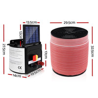 Giantz Electric Fence Energiser 3km Solar Powered Charger Set + 2000m Tape Farm Supplies Kings Warehouse