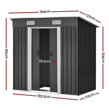 Giantz Garden Shed Outdoor Storage Sheds Tool Workshop 1.94x1.21M with Base garden sheds Kings Warehouse