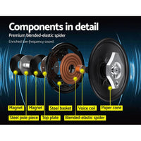 Giantz Set of 2 6.5inch LED Light Car Speakers Audio Kings Warehouse