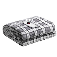 Giselle Bedding Electric Throw Rug Flannel Snuggle Blanket Washable Heated Grey and White Checkered Bedding Kings Warehouse 