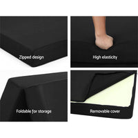 Giselle Bedding Folding Foam Mattress Portable Single Sofa Bed Mat Air Mesh Fabric Black Kings Warehouse 