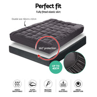 Giselle Double Mattress Topper Pillowtop 1000GSM Charcoal Microfibre Bamboo Fibre Filling Protector Kings Warehouse