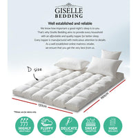 Giselle Double Mattress Topper Pillowtop 1000GSM Microfibre Filling Protector Kings Warehouse