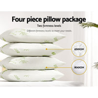 Giselle Hotel Pillow Bed Pillows 4 Pack Family Soft Medium Firm Bamboo Cover Kings Warehouse