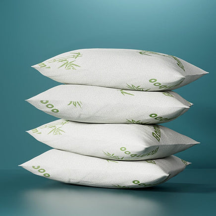 Giselle Hotel Pillow Bed Pillows 4 Pack Family Soft Medium Firm Bamboo Cover Kings Warehouse
