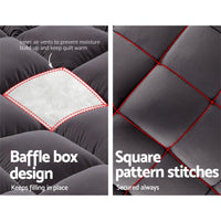 Giselle King Mattress Topper Pillowtop 1000GSM Charcoal Microfibre Bamboo Fibre Filling Protector Kings Warehouse