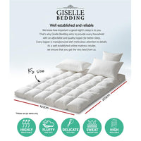 Giselle King Single Mattress Topper Pillowtop 1000GSM Microfibre Filling Protector Kings Warehouse