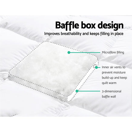 Giselle King Single Mattress Topper Pillowtop 1000GSM Microfibre Filling Protector Kings Warehouse