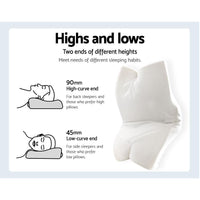 Giselle Memory Foam Pillow Neck Pillows Contour Rebound Pain Relief Support Bedding Kings Warehouse