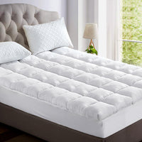 Giselle Queen Mattress Topper Bamboo Fibre Pillowtop Protector Bedding Kings Warehouse