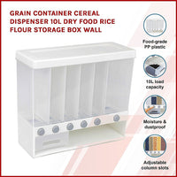 Grain Container Cereal Dispenser 10L Dry Food Rice Flour Storage Box Wall Kings Warehouse