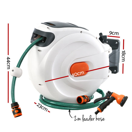 Greenfingers Retractable Hose Reel 30M Garden Water Spray Gun Auto Rewind Garden Supplies Kings Warehouse
