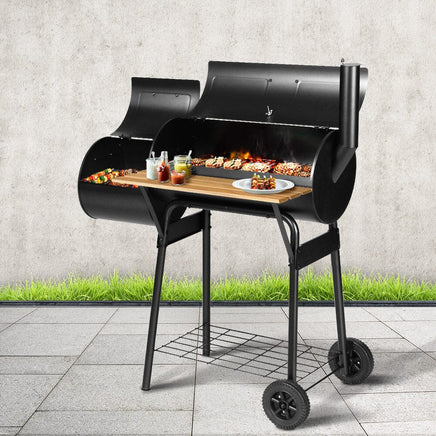 Grillz 2-in-1 Offset BBQ Smoker - Black Kings Warehouse